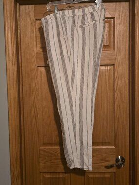 J jilk linen blend cream striped pants size med